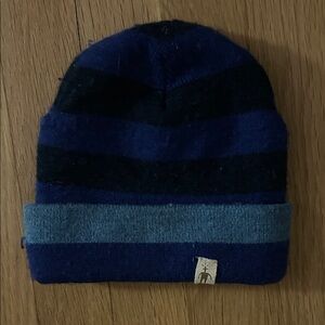 Striped Blue and Black Beanie